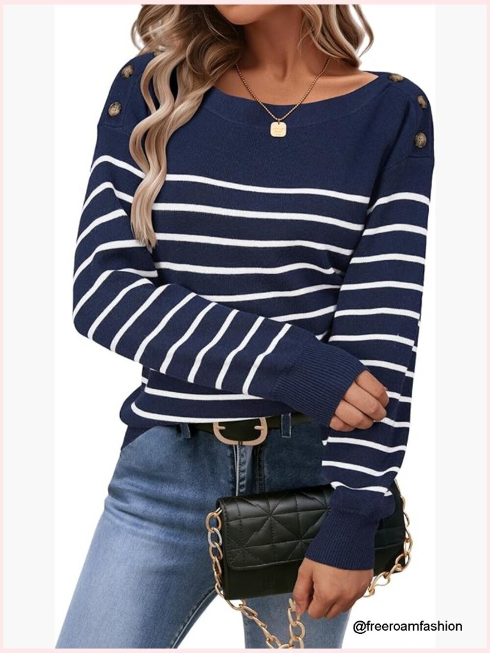 Women's Wool Blend Striped Boat Neck Fall Dressy Casual Sweater Pullover Tops